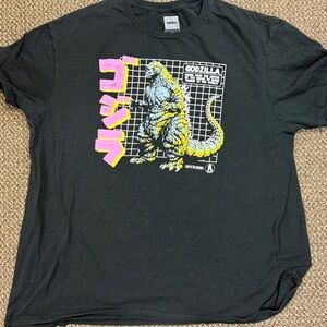 black short-sleeve Godzilla Grid & Pink Kanji graphic t-shirt sz Xl